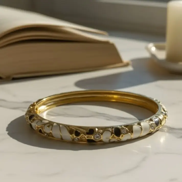 White & Black meenakari bangle bracelet