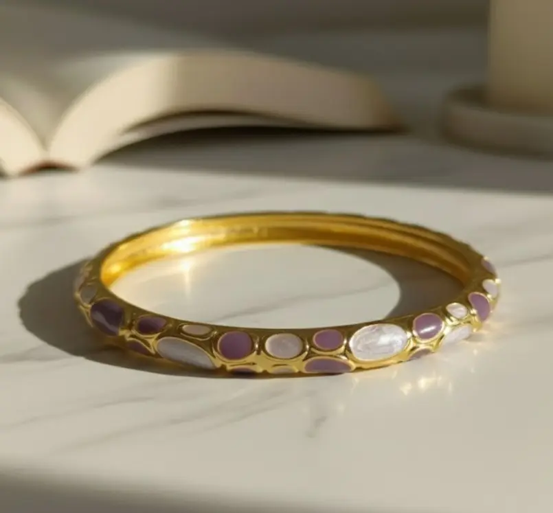 Purple & White meenakari bangle bracelet