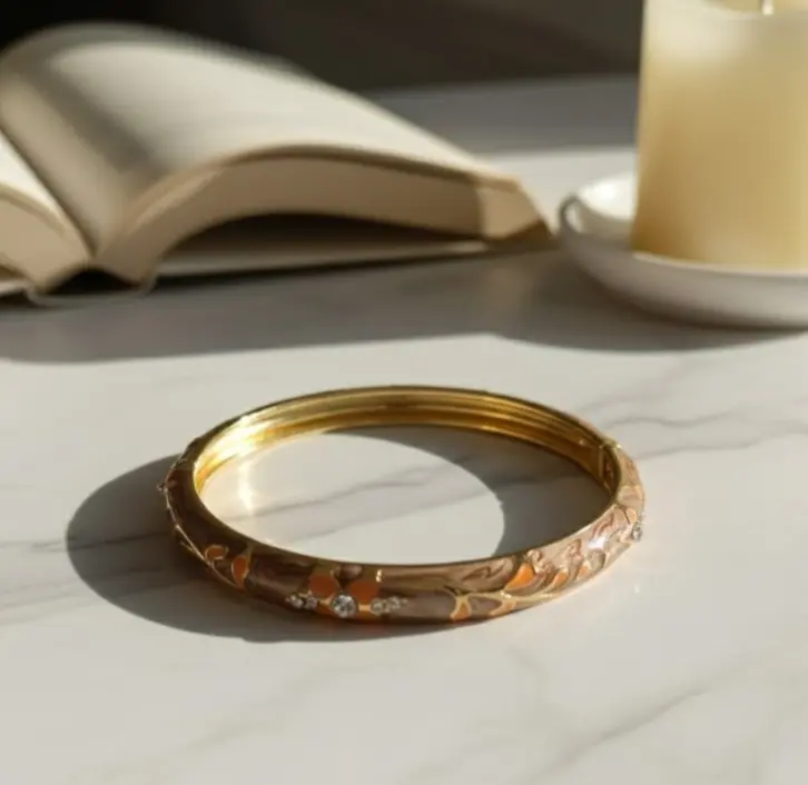 Bronze & Coral meenakari bangle bracelet