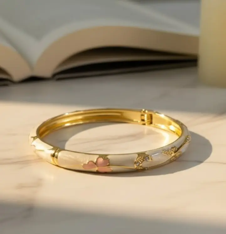 White & Pink meenakari bangle bracelet