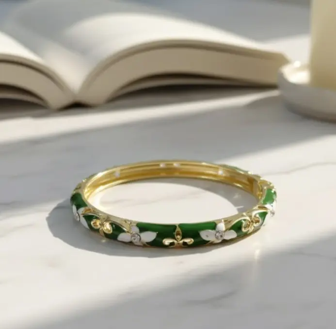 Green & White meenakari bangle bracelet