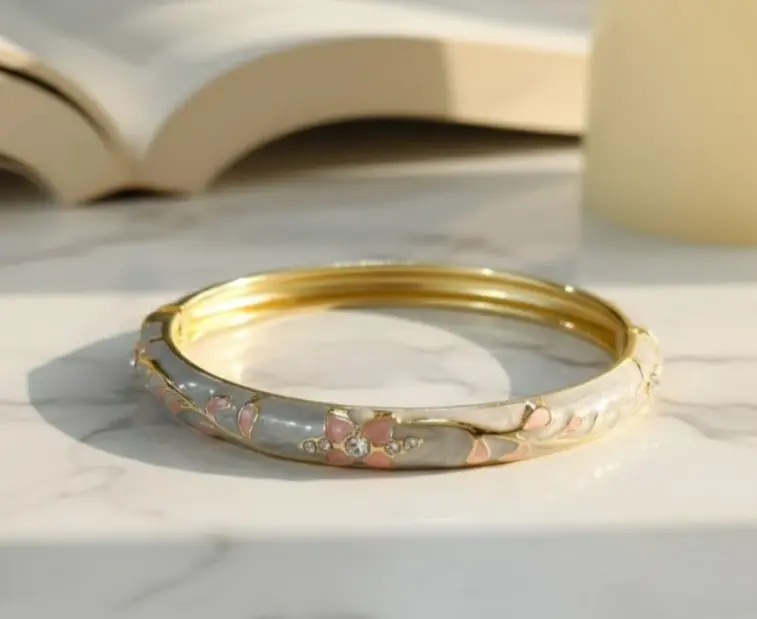 Pink & Off White meenakari bangle bracelet