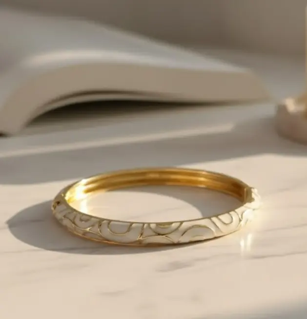 White & Golden meenakari bangle bracelet