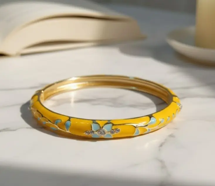 Yellow meenakari bangle bracelet
