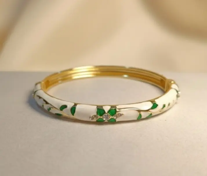 Green & White meenakari bangle bracelet