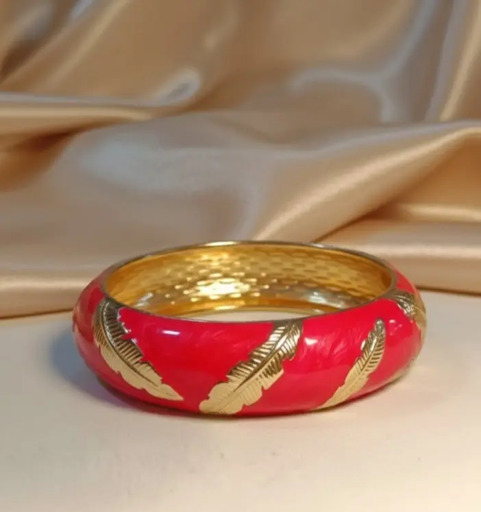 Red & Golden Broad meenakari bangle  bracelet