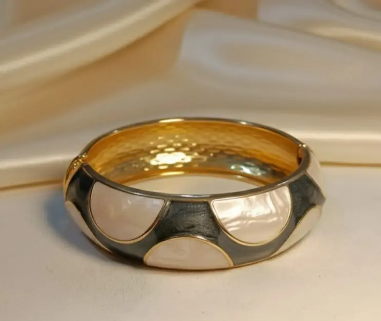 Black & 0ff white Broad meenakari bangle bracelet