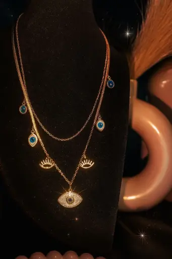Multilayer Evileye With Snake Chain