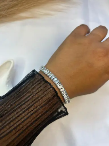 Luxe Silver Rectangular Diamond Tennis Bracelets