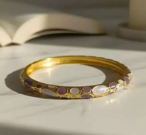 Purple & White meenakari bangle bracelet