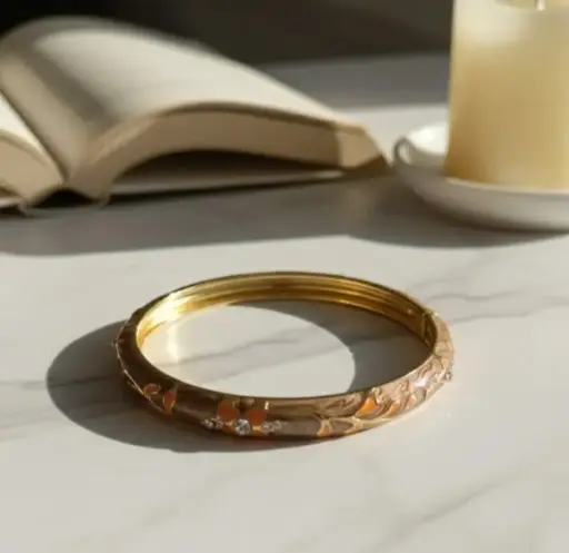 Bronze & Coral meenakari bangle bracelet