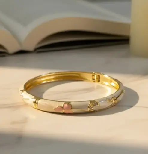 White & Pink meenakari bangle bracelet