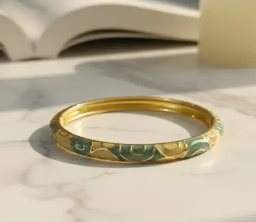 Teal green & yellow meenakari bangle bracelet